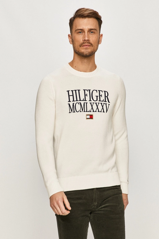 biały Tommy Hilfiger - Sweter Męski