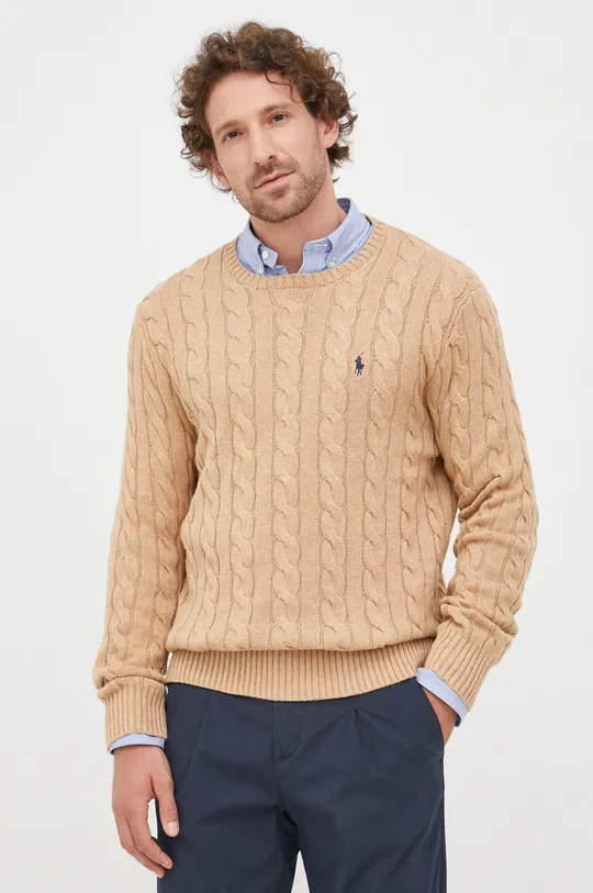 bež Pamučni pulover Polo Ralph Lauren