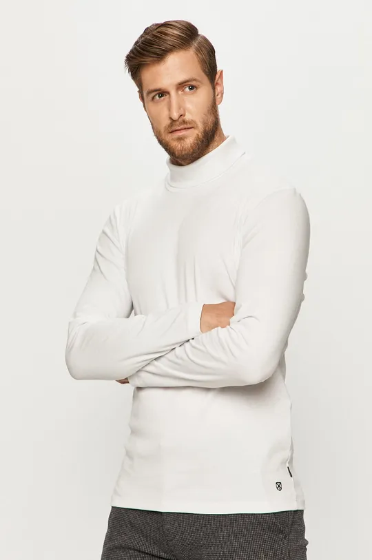 biela Premium by Jack&Jones - Tričko s dlhým rukávom Pánsky