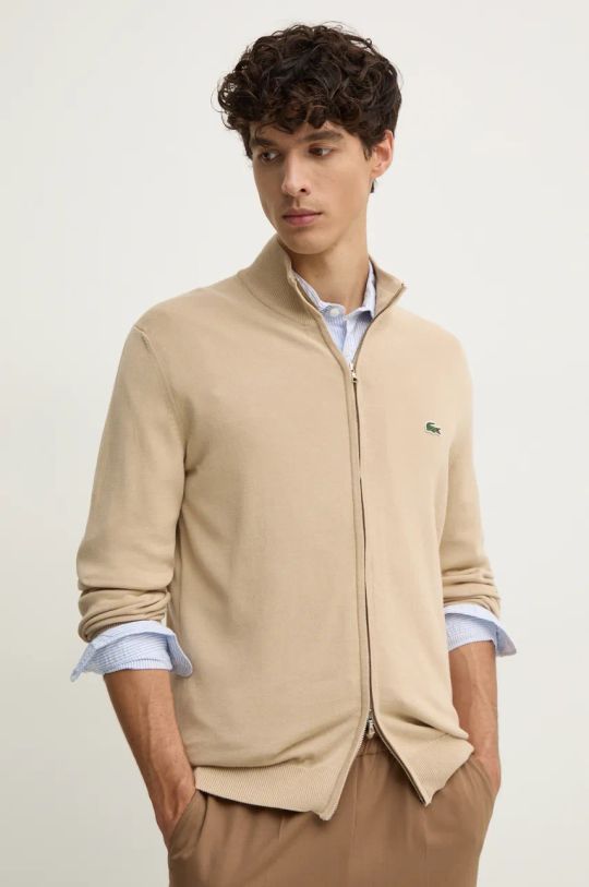 Lacoste cardigan a maglia fine beige AH1957