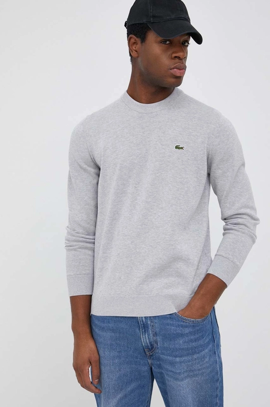 Lacoste sweter bawełniany szary