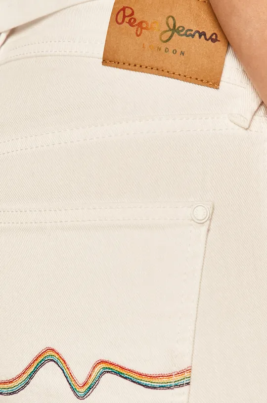 biela Pepe Jeans - Rifľové krátke nohavice Popy Short Pride