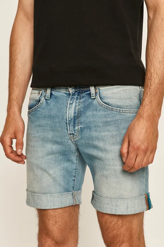 modrá Pepe Jeans - Rifľové krátke nohavice Cane Pánsky