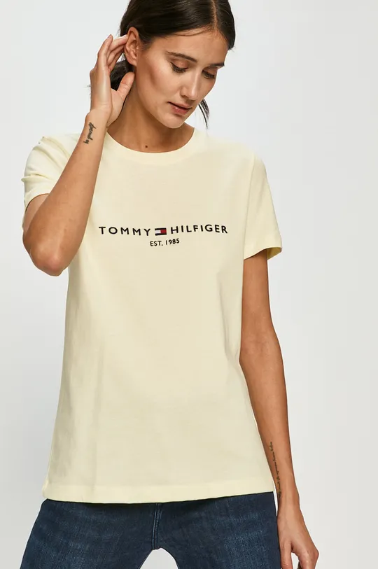 żółty Tommy Hilfiger - T-shirt WW0WW28681 Damski
