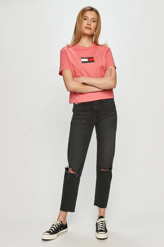 Tommy Jeans - T-shirt DW0DW08471 różowy