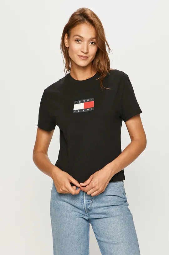 czarny Tommy Jeans - T-shirt DW0DW08471 Damski