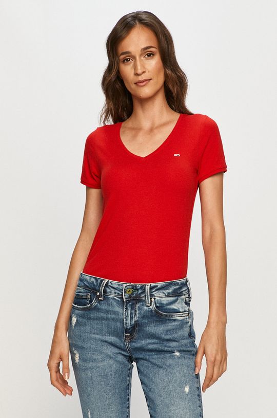czerwony Tommy Jeans - T-shirt Damski