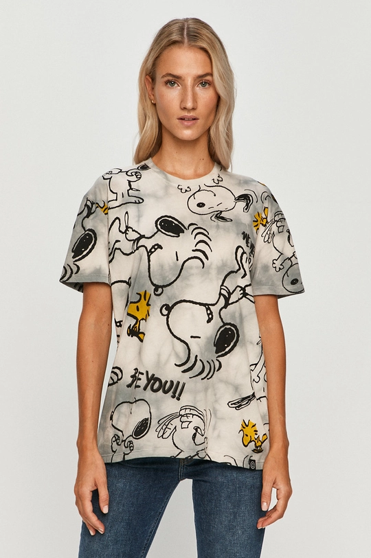 szary Desigual - T-shirt x Peanuts 20WWTKCH Damski