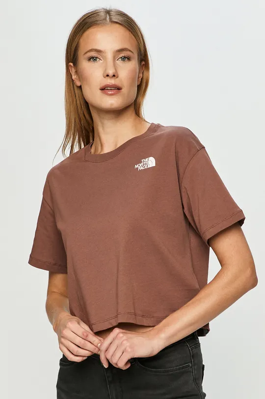 bordowy The North Face - T-shirt Damski