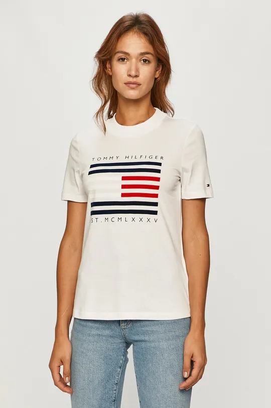 biały Tommy Hilfiger - T-shirt Damski