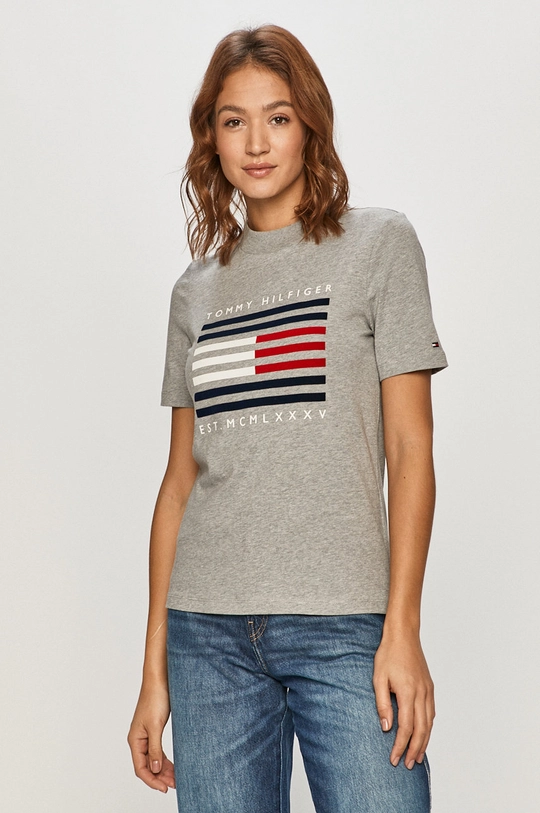 szary Tommy Hilfiger - T-shirt Damski