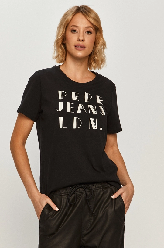 czarny Pepe Jeans - T-shirt Fionna Damski