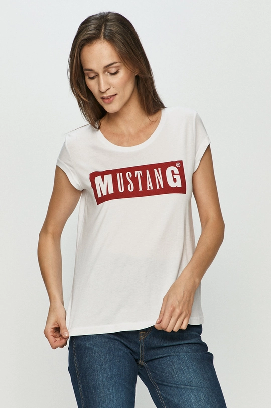 biały Mustang - T-shirt Damski