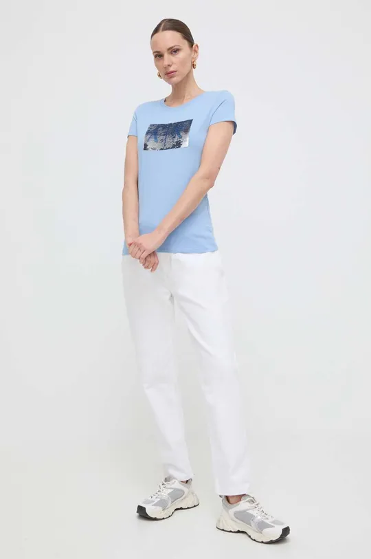 Βαμβακερό μπλουζάκι Armani Exchange μπλε