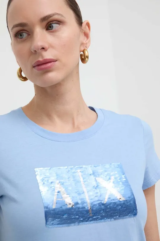 голубой Хлопковая футболка Armani Exchange