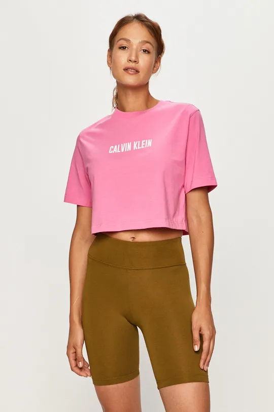 różowy Calvin Klein Performance - T-shirt Damski