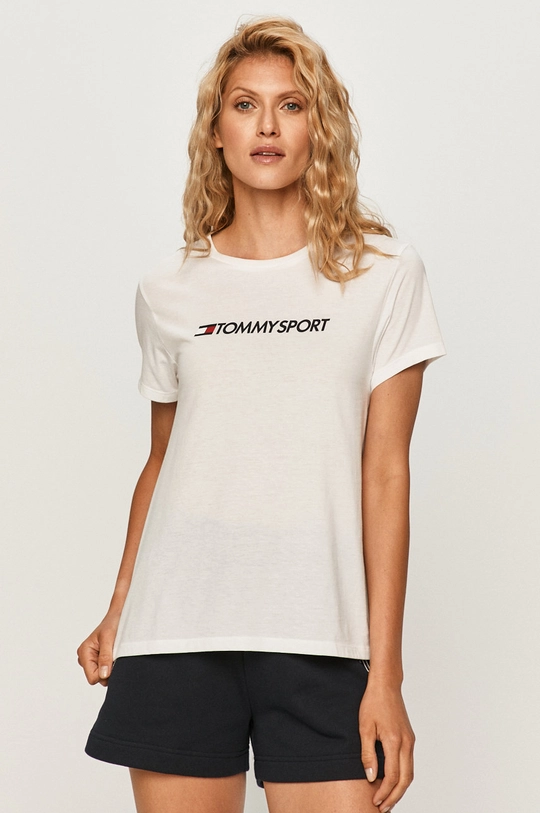 biały Tommy Sport - T-shirt Damski