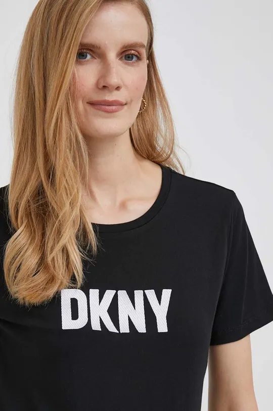 μαύρο Βαμβακερό μπλουζάκι Dkny