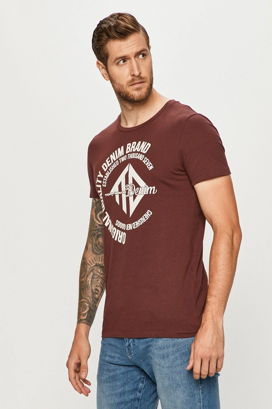 burgundia Tom Tailor Denim - T-shirt Férfi