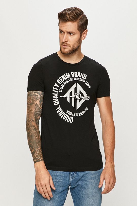 czarny Tom Tailor Denim - T-shirt Męski