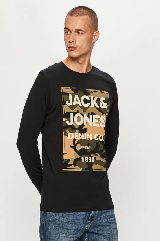 čierna Jack & Jones - Tričko s dlhým rukávom Pánsky