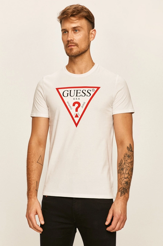 biela Guess Jeans - Tričko Pánsky