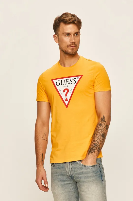 žltá Guess Jeans - Tričko Pánsky