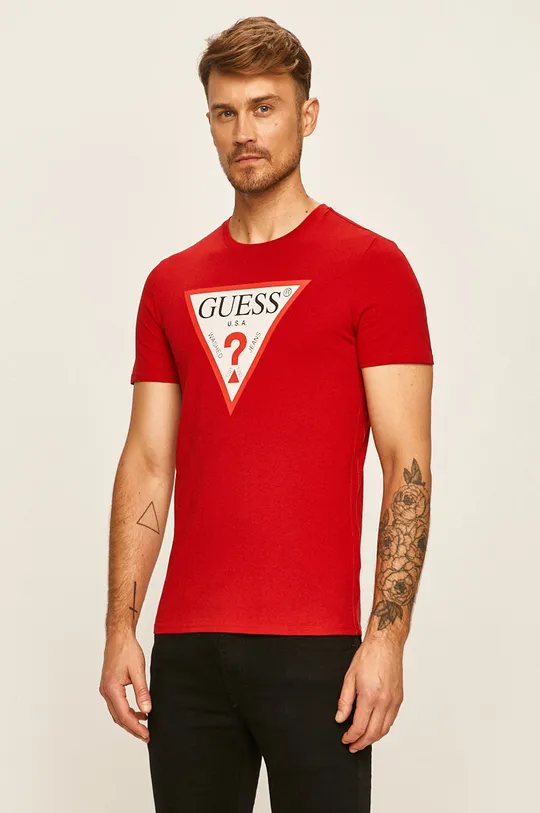 czerwony Guess Jeans - T-shirt Męski