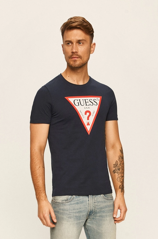 tmavomodrá Guess Jeans - Tričko Pánsky