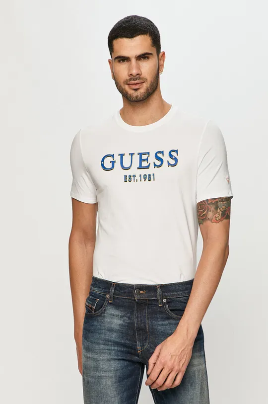 biela Guess Jeans - Tričko Pánsky