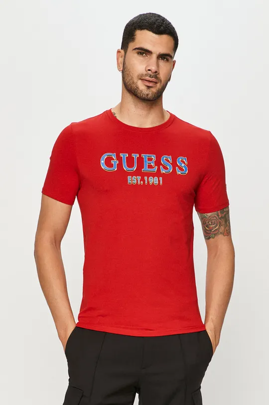 červená Guess Jeans - Tričko Pánsky