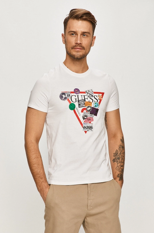 biały Guess - T-shirt Męski