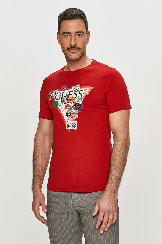 czerwony Guess - T-shirt Męski