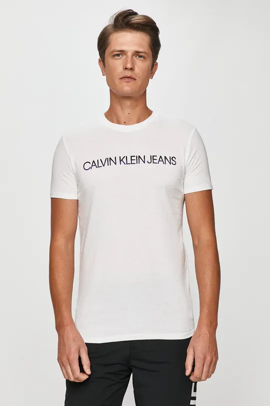 biały Calvin Klein Jeans - T-shirt J30J316602 Męski