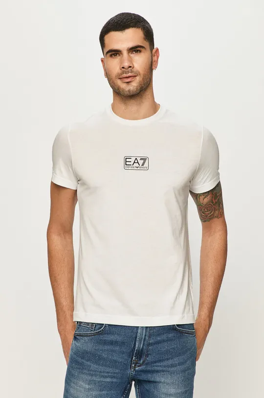 biały EA7 Emporio Armani - T-shirt 8NPT11.PJNQZ Męski