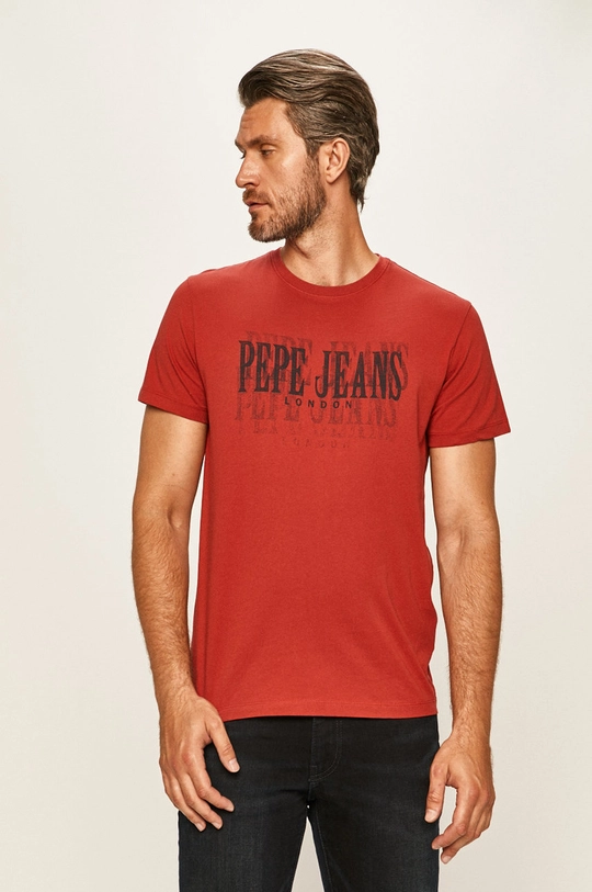 czerwony Pepe Jeans - T-shirt Snow Męski