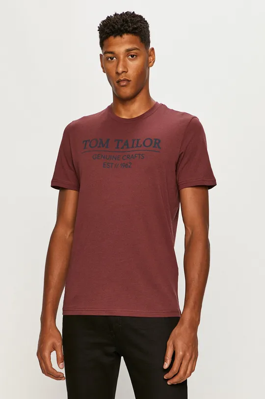 bordowy Tom Tailor Denim - T-shirt Męski