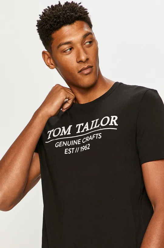 czarny Tom Tailor Denim - T-shirt Męski