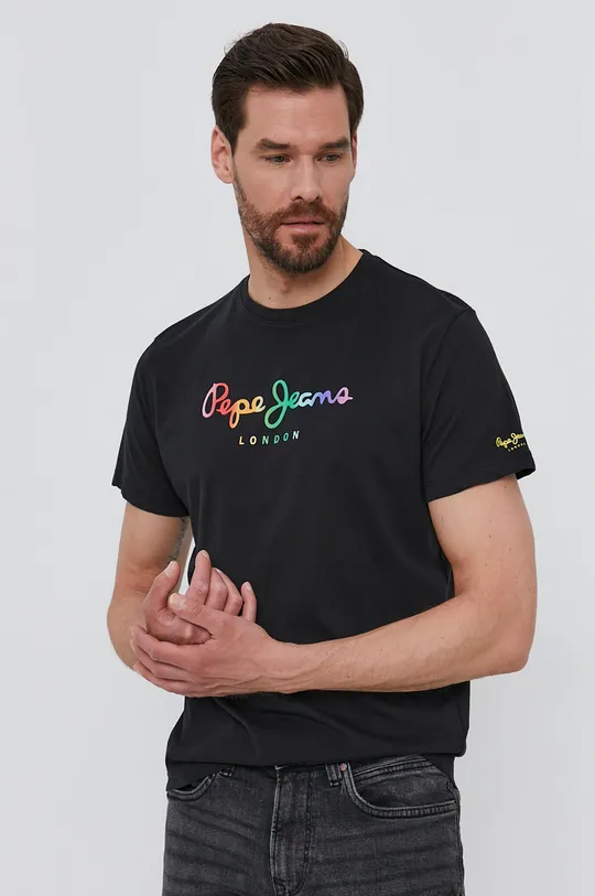 czarny Pepe Jeans T-shirt Męski