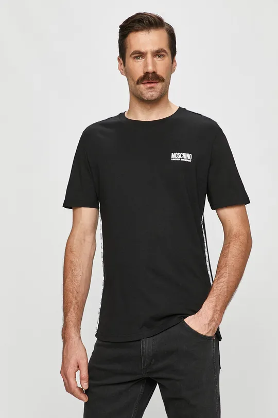 czarny Moschino Underwear - T-shirt Męski
