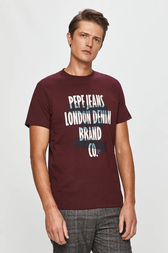 fioletowy Pepe Jeans - T-shirt Curtis Męski