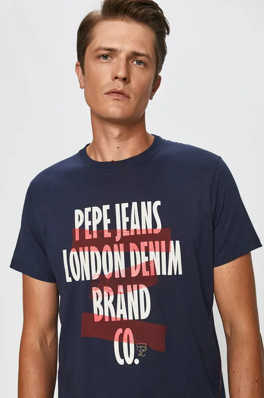 granatowy Pepe Jeans - T-shirt Curtis Męski