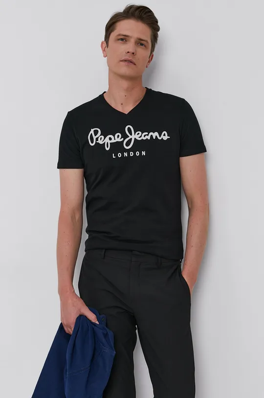 czarny Pepe Jeans T-shirt Męski