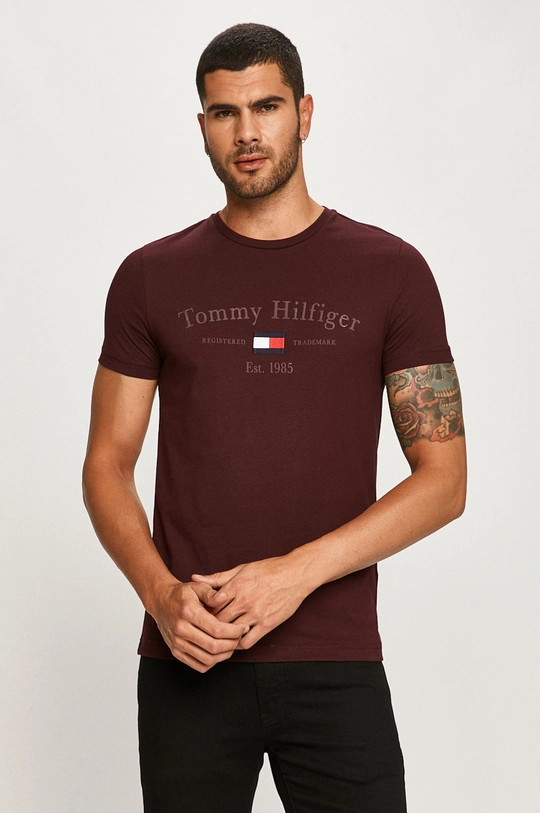 burgundské Tommy Hilfiger - Tričko Pánsky