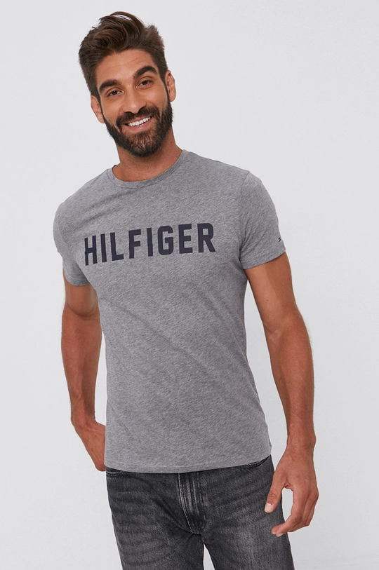 γκρί Βαμβακερό μπλουζάκι Tommy Hilfiger Ανδρικά