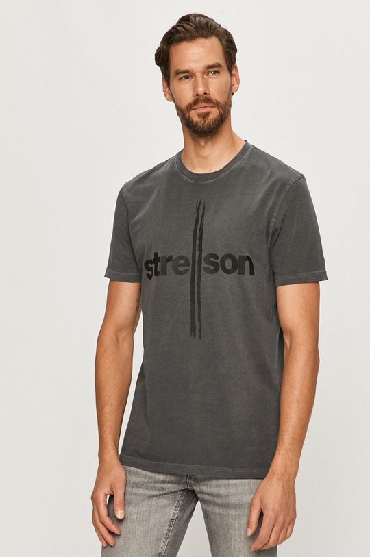 grafitowy Strellson - T-shirt Męski