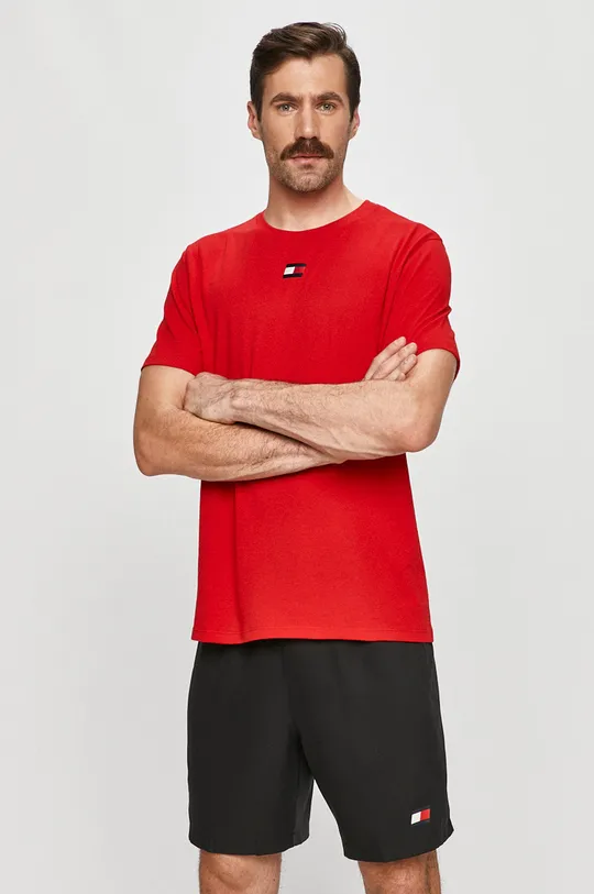 czerwony Tommy Sport - T-shirt Męski