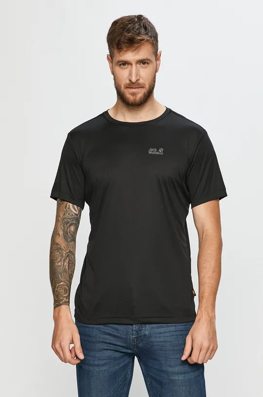 czarny Jack Wolfskin - T-shirt Męski