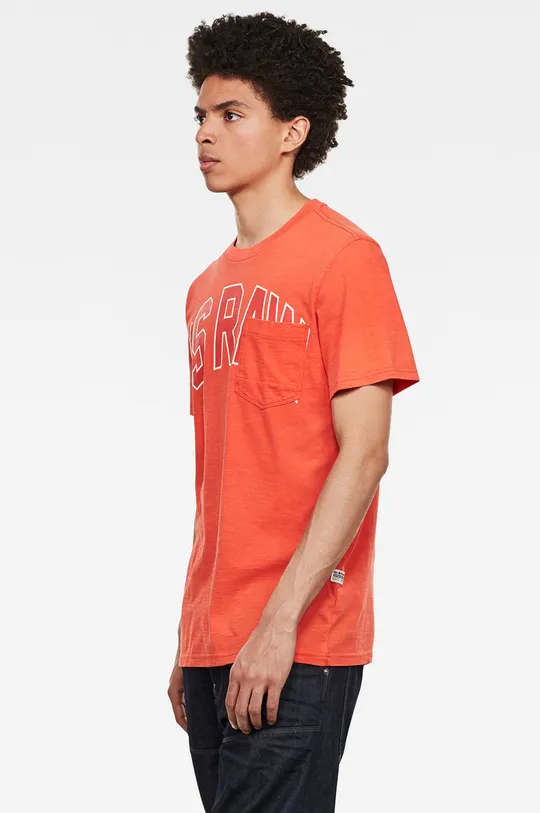 G-Star Raw - T-shirt D17147.C372.B443 pomarańczowy