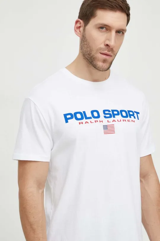 белый Хлопковая футболка Polo Ralph Lauren Мужской